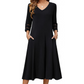 Legeres V-Ausschnitt-Midikleid für Damen