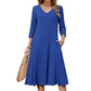 Legeres V-Ausschnitt-Midikleid für Damen