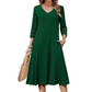 Legeres V-Ausschnitt-Midikleid für Damen