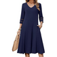 Legeres V-Ausschnitt-Midikleid für Damen