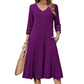 Legeres V-Ausschnitt-Midikleid für Damen