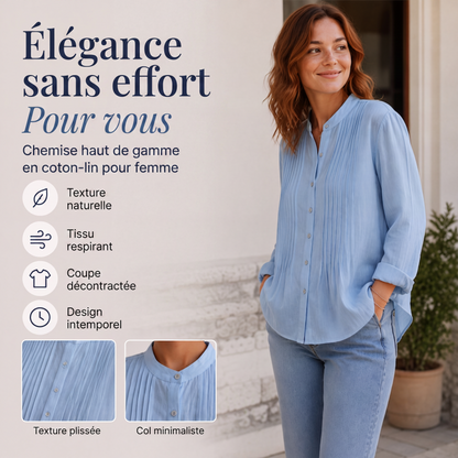 Lässige Faltenbluse mit Stehkragen für Damen