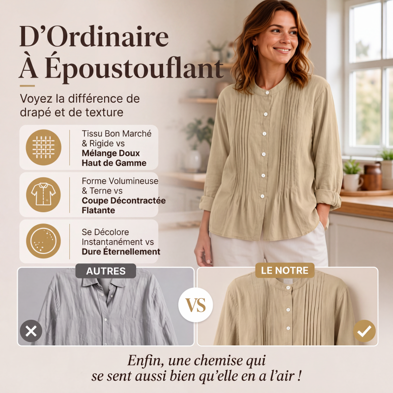 Lässige Faltenbluse mit Stehkragen für Damen