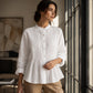 Lässige Faltenbluse mit Stehkragen für Damen