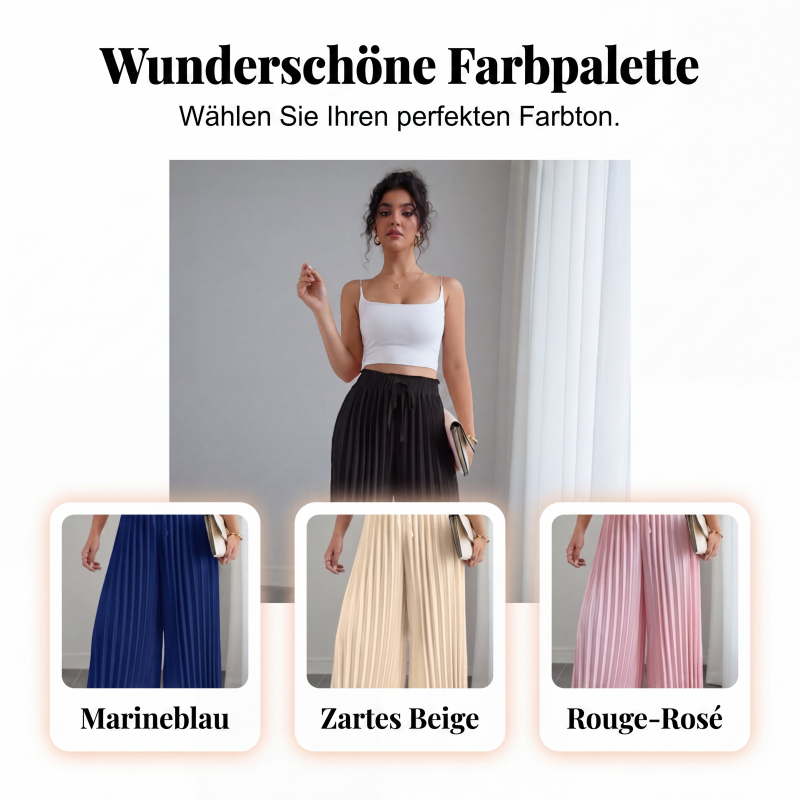 Plissierte Weite-Hosen mit Kordelzugbund