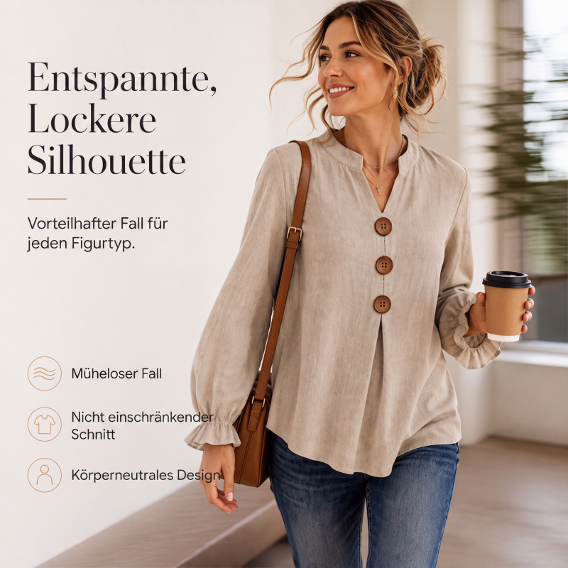 🛍️👚 Tagesangebot – elegante Bluse mit Rüschenärmeln – zeitlos und atmungsaktiv