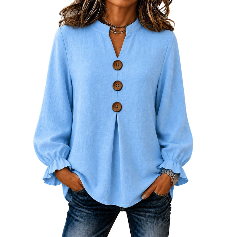 🛍️👚 Tagesangebot – elegante Bluse mit Rüschenärmeln – zeitlos und atmungsaktiv
