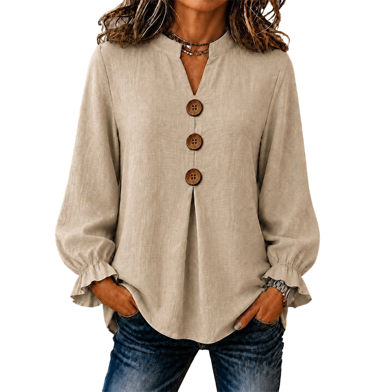 🛍️👚 Tagesangebot – elegante Bluse mit Rüschenärmeln – zeitlos und atmungsaktiv