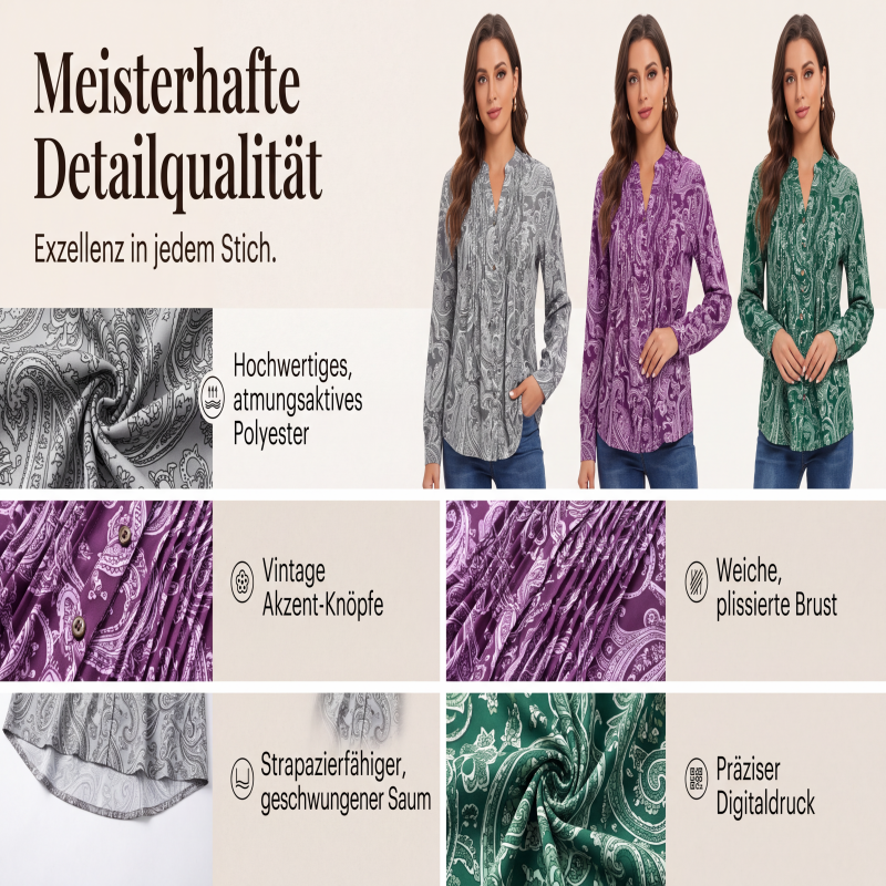 Damen-Bluse in Übergröße mit Paisleymuster