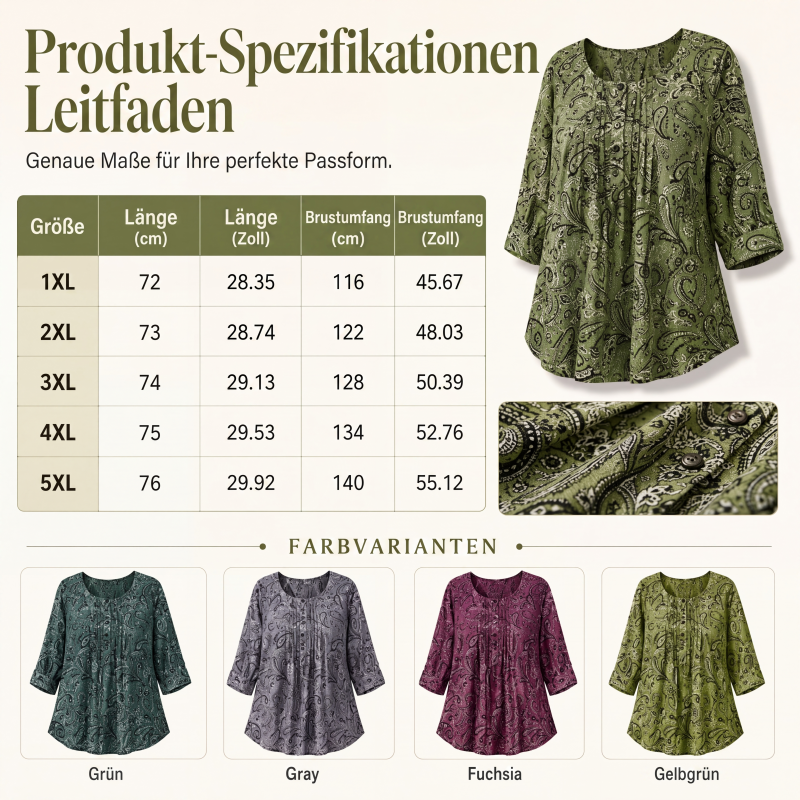 Damen-Bluse in Übergröße mit Paisleymuster