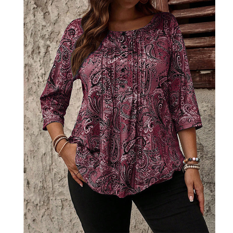 Damen-Bluse in Übergröße mit Paisleymuster