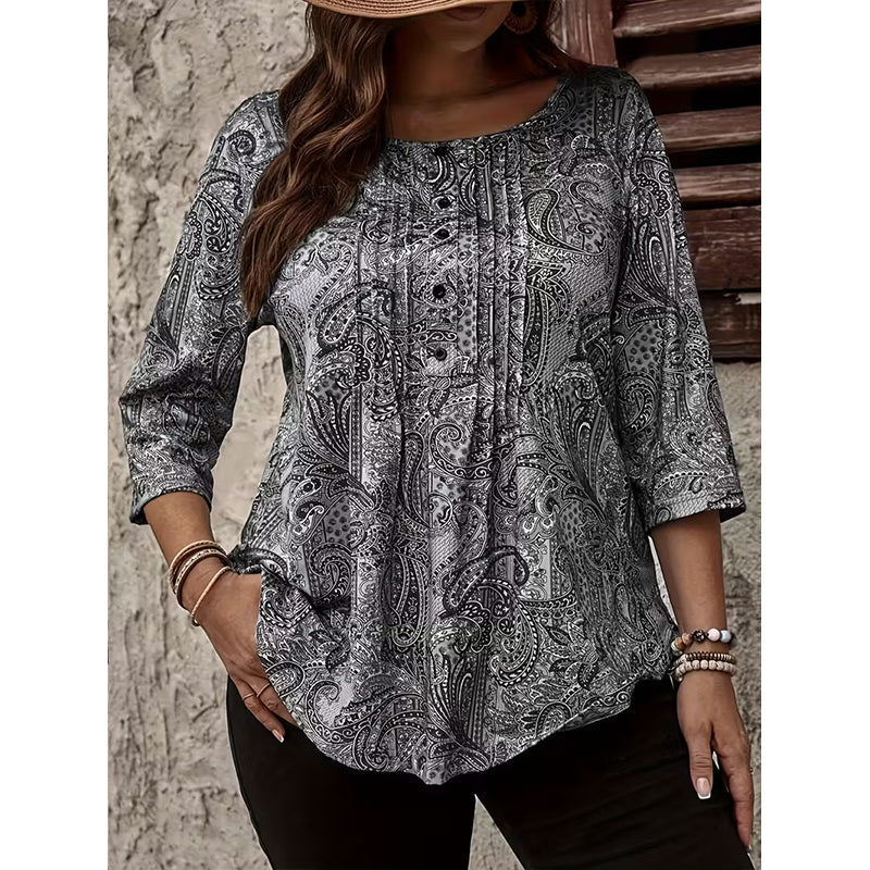 Damen-Bluse in Übergröße mit Paisleymuster