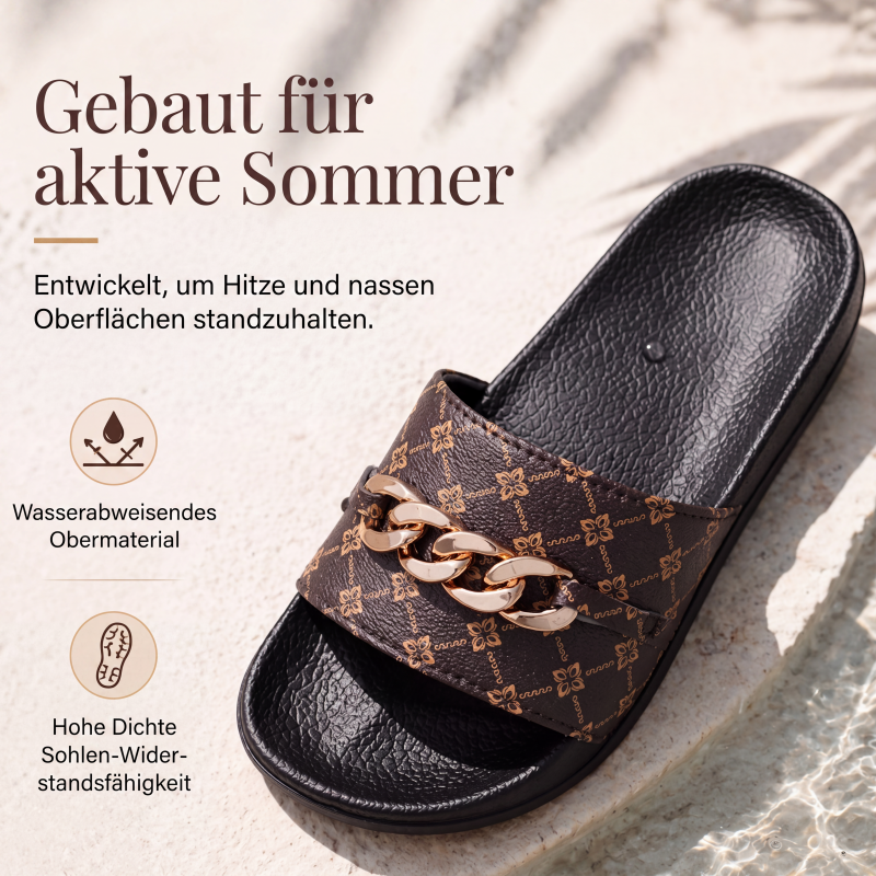 Unisex Monogramm-Sommersandalen mit Metallkette