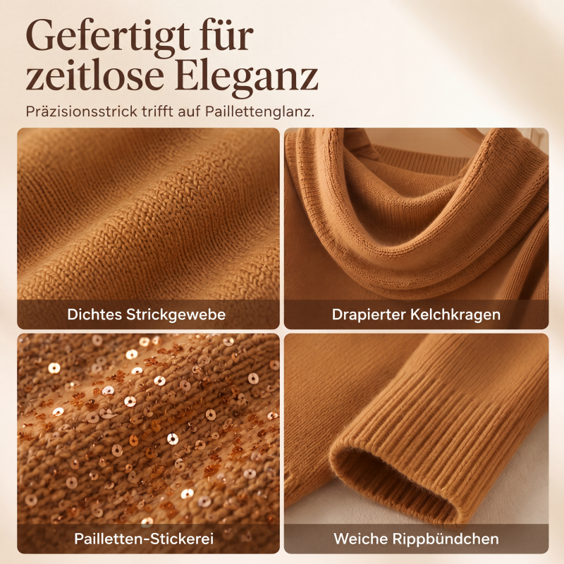 ⭐ Bestseller – Pailletten-Pullover mit elegantem Kragen – weich und wärmend 🧣