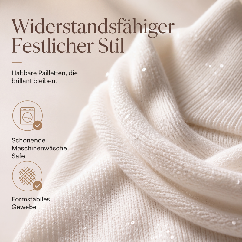 ⭐ Bestseller – Pailletten-Pullover mit elegantem Kragen – weich und wärmend 🧣
