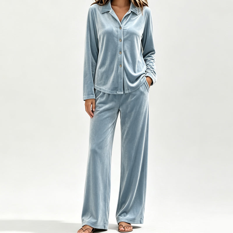 Zweiteiliges Lounge-Set aus Samt für Damen im Freizeitstil