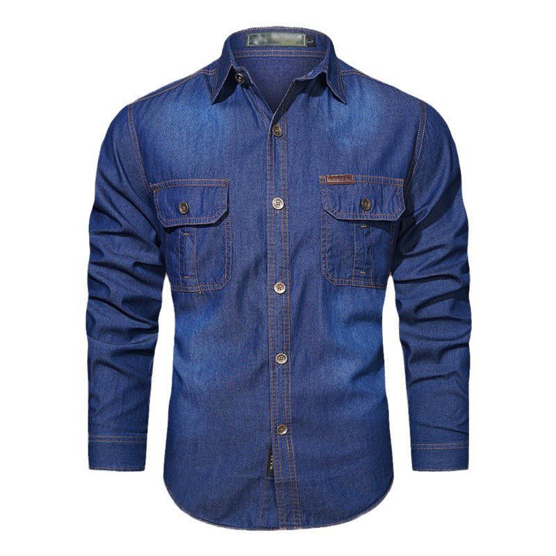 Bestseller🏆👔 Klassisches Baumwollhemd im Denim-Look – lockere Passform und zeitloser Stil für den Alltag
