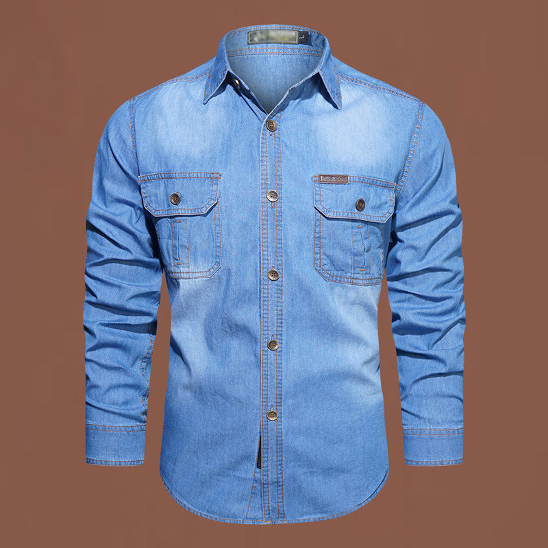 Bestseller🏆👔 Klassisches Baumwollhemd im Denim-Look – lockere Passform und zeitloser Stil für den Alltag