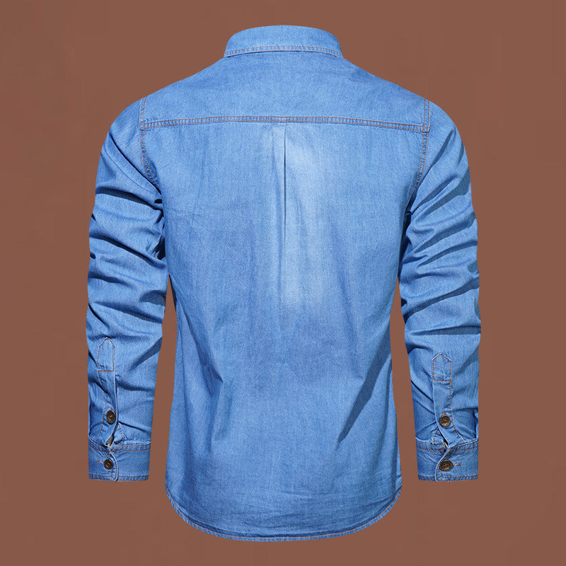 Bestseller🏆👔 Klassisches Baumwollhemd im Denim-Look – lockere Passform und zeitloser Stil für den Alltag