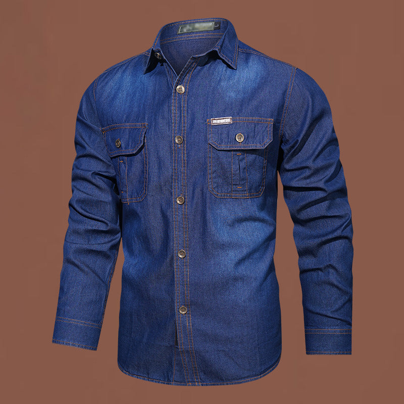 Bestseller🏆👔 Klassisches Baumwollhemd im Denim-Look – lockere Passform und zeitloser Stil für den Alltag