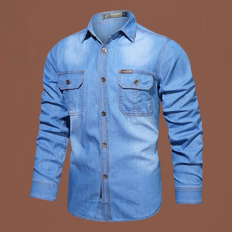 Bestseller🏆👔 Klassisches Baumwollhemd im Denim-Look – lockere Passform und zeitloser Stil für den Alltag