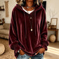 Damen lässiges Samt-Kapuzen-Sweatshirt
