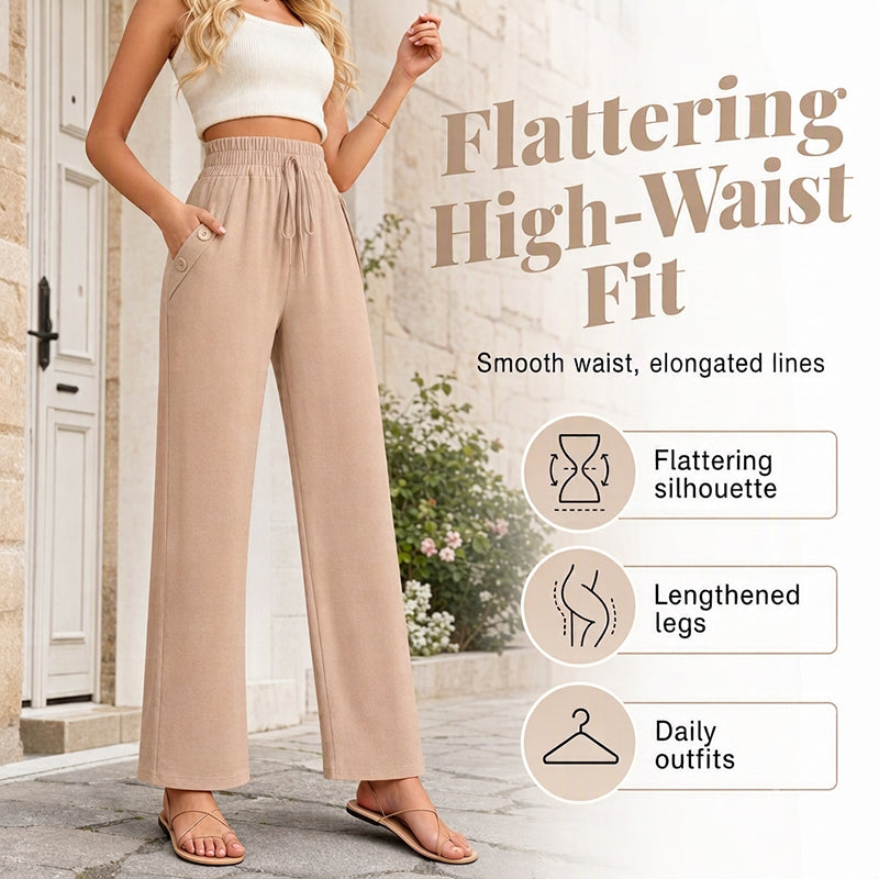 Damen lässige hoch taillierte Weitbein-Hose