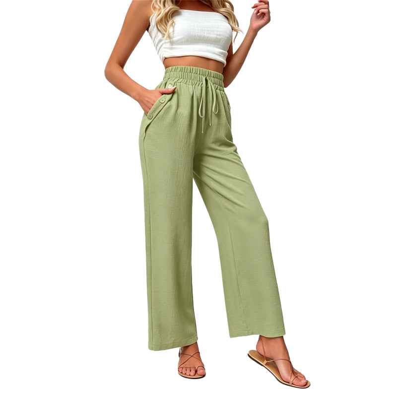 Damen lässige hoch taillierte Weitbein-Hose