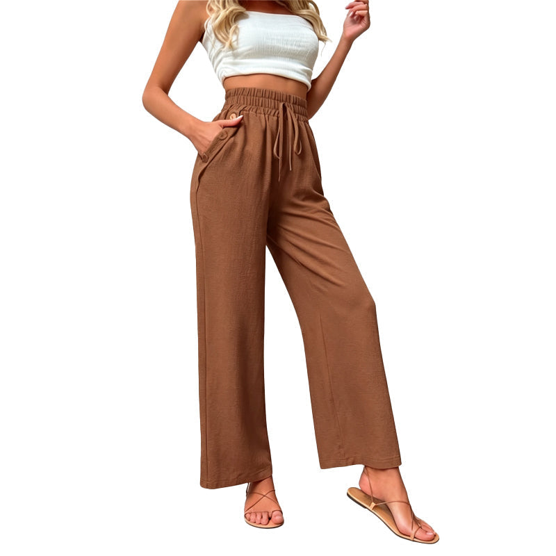 Damen lässige hoch taillierte Weitbein-Hose