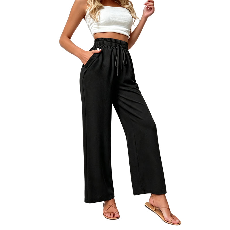 Damen lässige hoch taillierte Weitbein-Hose