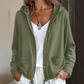 Damen lässige Jacke mit Kapuze und Kordelzug am Saum.