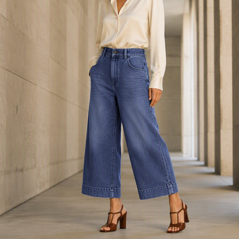 Damen lässige verkürzte Jeans mit geradem Bein