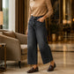 Damen lässige verkürzte Jeans mit geradem Bein
