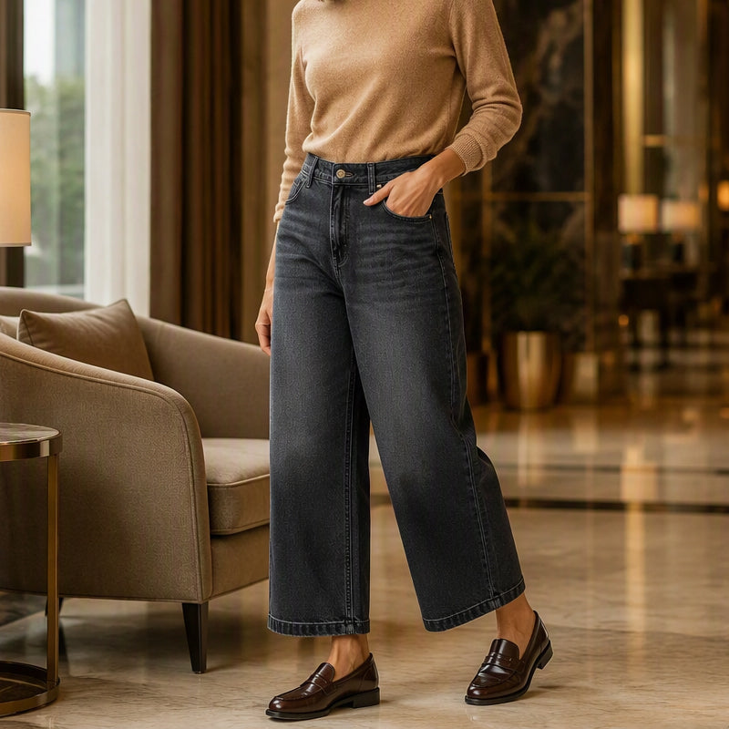 Damen lässige verkürzte Jeans mit geradem Bein
