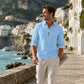 Herren Langarm Button-Up Kragenhemd