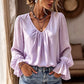 Damen elegante unifarbene V-Ausschnitt-Bluse