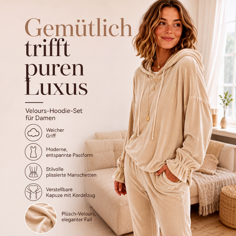 Legerer Kapuzenpullover aus Samt für Damen