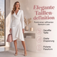 Wickel-Midikleid für Damen mit V-Ausschnitt, langen Ärmeln und geraffter Taille