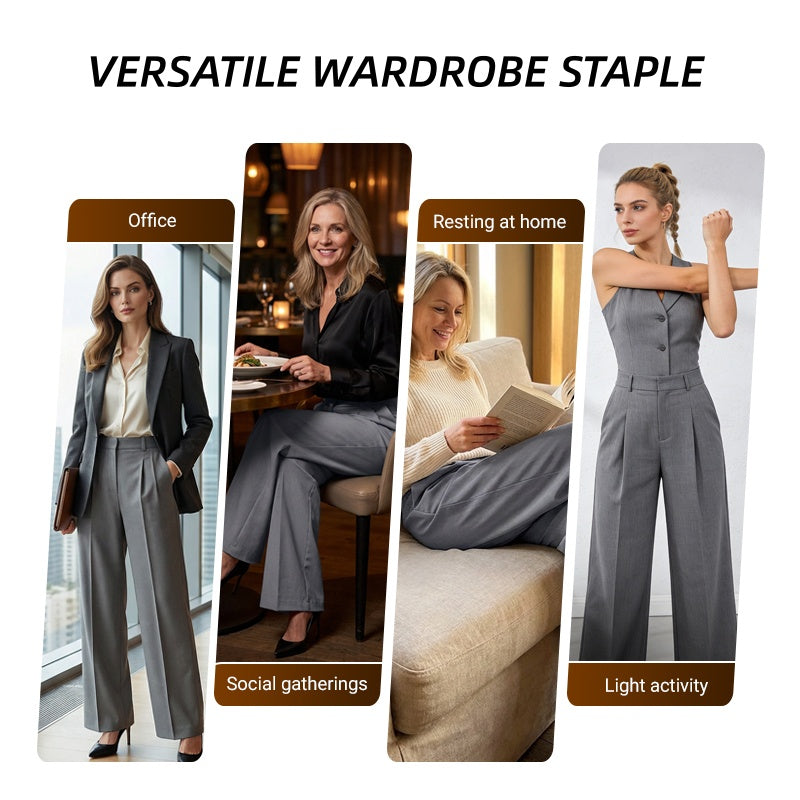 Damen hochtaillierte Weitbein-Hose