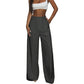 Damen hochtaillierte Weitbein-Hose