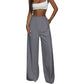 Damen hochtaillierte Weitbein-Hose