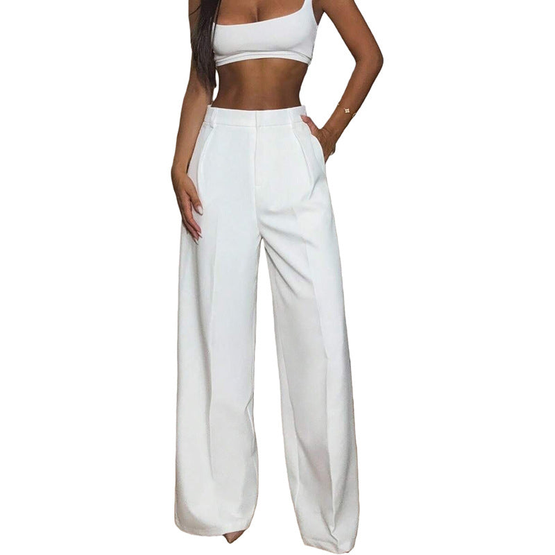 Damen hochtaillierte Weitbein-Hose