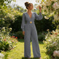 Elegante Jumpsuit mit V-Ausschnitt, weitem Bein und Gürtel