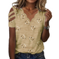 Damen V-Ausschnitt T-Shirt mit Herzmuster und Muschelkante