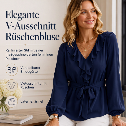 Elegante Damenbluse mit Rüschen und Taillengürtel