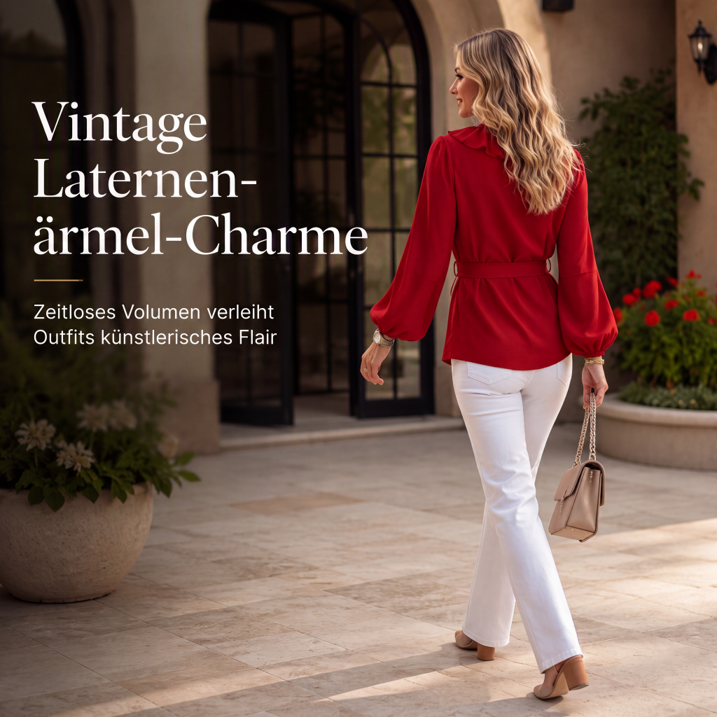 Elegante Damenbluse mit Rüschen und Taillengürtel