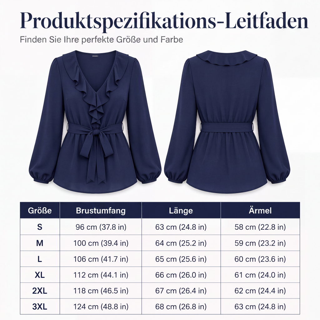 Elegante Damenbluse mit Rüschen und Taillengürtel