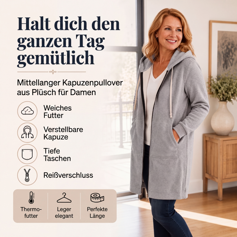 🔥Beliebtes Produkt ！🔥✨Damen Fleece‑Kapuzenpullover mit Reißverschluss