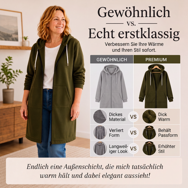 🔥Beliebtes Produkt ！🔥✨Damen Fleece‑Kapuzenpullover mit Reißverschluss