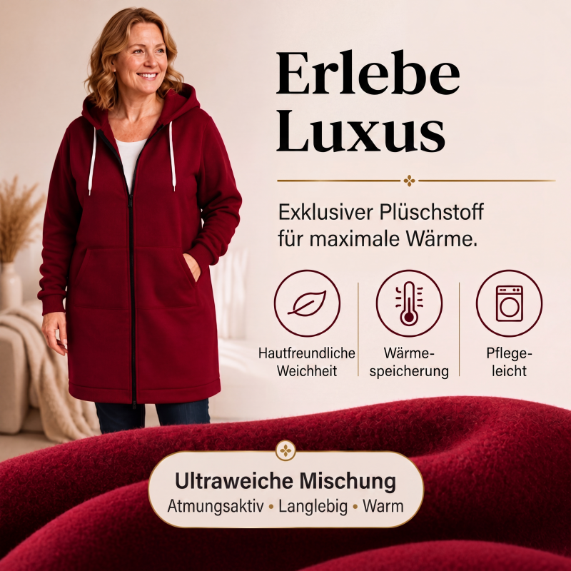 🔥Beliebtes Produkt ！🔥✨Damen Fleece‑Kapuzenpullover mit Reißverschluss